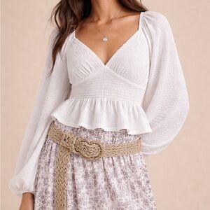 NWT Altard State Evelyn White Peplum Top Size Medium